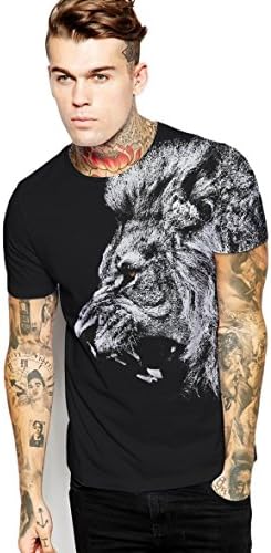 KTMod Unsex 3d Printed Crewneck Short Sleeve Tee T-shirt Roaring Lion XXL