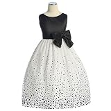 Sweet Kids Girls Black Dot Taffeta Flower Girl Pageant Dress 2T-12