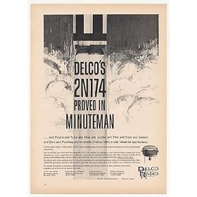 1961 Delco Radio 2N174 Transistor Minuteman Missile Print Ad