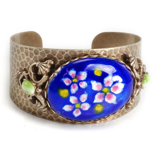 Retro Oval Glass Adjustable Cuff Bracelet by Sweet Romance
