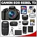 Canon EOS Rebel T3 Digital SLR Camera Body & EF-S 18-55mm IS II Lens with 75-300mm III Lens + 32GB Card + Case + Battery & Charger + Tripod + Tele/Wide Lens Kit