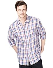Blue Harbour Pure Linen Large Grid Checked Shirt