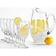 Libbey 7 piece Carolina set includes one 90 ounce pitcher and 6 16 ounce footed goblets.