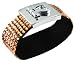 Rose-Pink (Champagne) Jeweled Strap Bracelet with Heart Lock CZ Accent