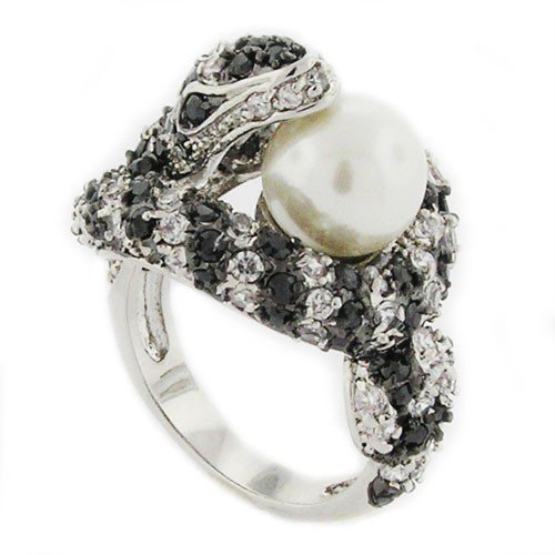 How to get Seductive Snake Large Cocktail Ring – Pearl White & Black CZs Size 5 Guides