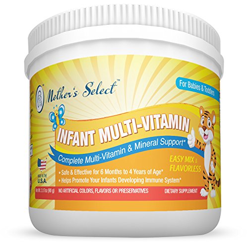 Infant Multi-Vitamins by Mother's Select for Immune Support, Children's Growth & Development, 25-Serving Per Container, No Artificial Colors, Flavors or Preservatives, Natural Baby Vitamins