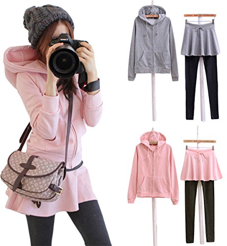 ELPIS レディース パーカー レギンス ミニ スカート ランニング 上下 セット アップ ジャージ スポーツ ウエア スウェット フード ルーム アンサンブル綿100％