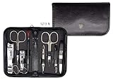 Tres Espadas - Estuche de manicura y pedicura de 8 piezas de cuero artificial de calidad superior, calidad: Made in Solingen