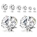 3-8 MM Mens Ladies White Cubic Zirconia Stud Earrings Stainless Steel Screw Back Post, 2pcs