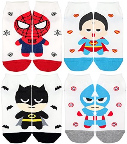 LEGGERO Women's Super Hero Cartoon No Show Socks 4pack Onesize