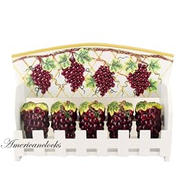Click here to buy Ceramic Grapes Wooden Spice Rack by Housewares.