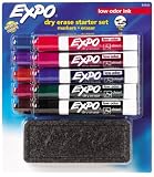 Expo Low Odor Dry Erase Marker Set with Eraser 80835, Fine Point Chisel 12  Pack Assorted Colors