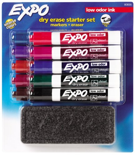 Childrens Toyshop  Toys : Expo Low Odor Dry Erase Marker Set with Eraser 80835, Fine Point Chisel 12  Pack Assorted Colors