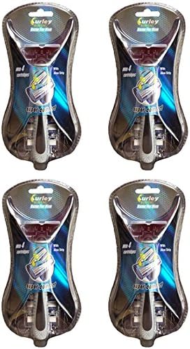 4 Packs - 6 Blade Razor with ( 4 Cartridges + 1 Handle) total of 16 Cartridges - 4 Handles