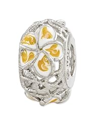 Sterling Silver Reflections Yellow and White Enameled Flowers Bead