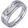Three Diamond Men's Wedding Band
