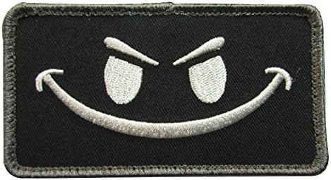 Tenky Evil Smiley Smile Face Tactical Morale Isaf Us Army Milspec Swat Velcro Patch ,1 PCS