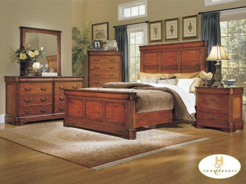 Home Elegance Traditional Grand Scaled Louis Philippe Style Bedroom Set Classic Warm Brown Cherry fi