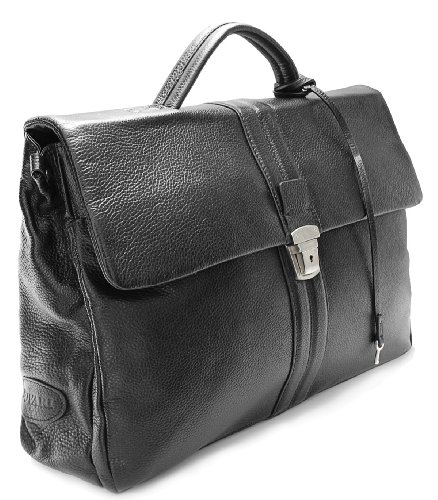  BOVARI Briefcase Serviette en cuir 39x30x10 cm Model Chelsea - noir -