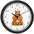 Brown (Grizzly) Bear Mother holding Baby Small Pink Hearts JP Wall Clock by WatchBuddy Timepieces (Black Frame)