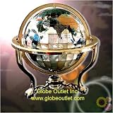14" Tall King Mother OF Pearl Gemstone Globe with 3 Leg Table Stand