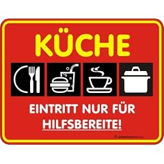 K�che - Blech-Schild Blechschild mit Spruch, 4 Saugn�pfe - Gr�sse 22x17 cm