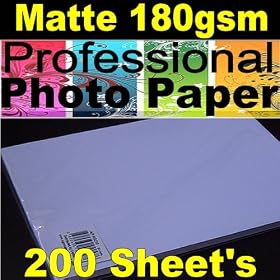A4 Photo Paper Matt 180gsm 200 Sheets / A4 High Quality Matte Photo Printing Paper 180gsm 200 sheets / FOR QUALITY & SPEC WE PROBABLY WONT BE BEATEN ON PRICE