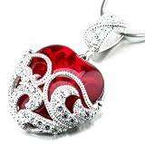 Valentines Day Gifts Marcasite And Garnet Red Murano Glass Heart Pendants
