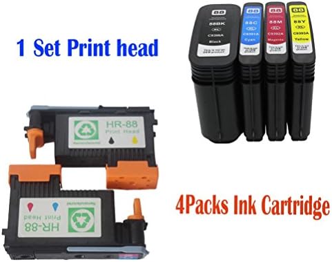 Ink Choice One set include 2pk (1 Black/Yellow , 1 Magenta/Cyan) high quality HP 88 Print head C9381A C9382A &amp; HP88XL High Yield Ink Cartridge 4 Pack (BK C M Y)(Combo Pack)