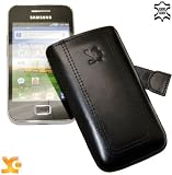 Produkt-Bild: Suncase Ledertasche (Lasche mit R&uuml;ckzugfunktion) f&uuml;r Samsung Galaxy Ace GT S5830 schwarz