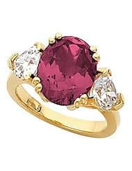 14K Yellow Gold Rhodolite Garnet and Diamond Ring -- LIFETIME WARRANTY