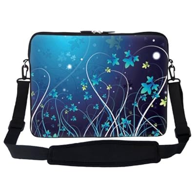 15 15.6 inch Blue Swirl Design Laptop Sleeve Bag Carrying Case with Hidden Handle & Adjustable Shoulder Strap
