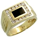 14k Gold 1/2" (12mm) wide Men's Ring, w/ Black Onyx Stone & 0.72 Carat Brilliant Cut Diamonds