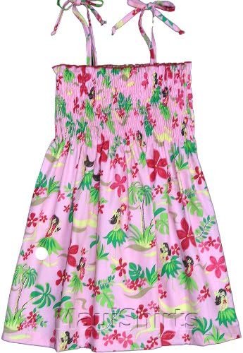 RJC Girl's Hula Girl Fun Hawaiian Smocked Sundress in Pink - 7