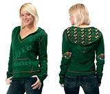 Minnesota Wild Women's Deep V-Neck Fleece Hoodie Pullover - by Alyssa Milano