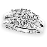 Sterling Silver 1/4 ct. Cubic Zirconia Engagement Set