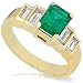 One of a Kind 1 3/4ctw Green Emerald & Baguette-cut Diamond Ring in 18kt Gold (G-H/VS-SI)