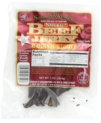 SnackMasters Beef Jerky, Original, 1-Ounce Packages (Pack of 12)