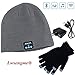 Snow Hat Bluetooth Hat Wireless Bluetooth Headphone Headset Earphone Music Audio Mic Hands-free Call,Christmas Gifts with free Touchscreen Gloves for iPhone(Gray)