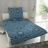Produkt-Bild: 3 Teilige Et&eacute;rea Premium Baumwolle Bettw&auml;sche April Blau Weiss Blumen Traum Bettbezug 200x200 cm, 2 x Kissenbezug 80x80 cm
