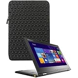 Evecase Super Soft Cushion Vertical Neoprene Sleeve Case Zip Pouch for Lenovo Yoga Laptop 2 (11 inch) - 11.6-inch Tablet Notebook Laptop (Black)