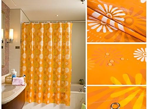High-Grade Fashion Waterproof Mouldproof PVC Shower Curtain With White Flower,94x72inch(240x180CM)