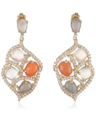 Rose Bronze Moonstone with Cubic-Zirconia Earrings