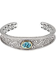 Sterling Silver and 14K Yellow Gold Swiss Blue Topaz Bracelet -- LIFETIME WARRANTY