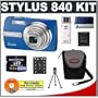 Olympus Stylus 840 8MP Digital Camera with Image Stabilized 5x Optical Zoom (Blue) + Olympus M-2GB xD-Picture Card + USB Card Reader + Spare Li-42B Battery for Olympus + Compact Padded Camera Case