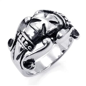 Men's Kings Cross Styled Carved Silver Ring-Size 11