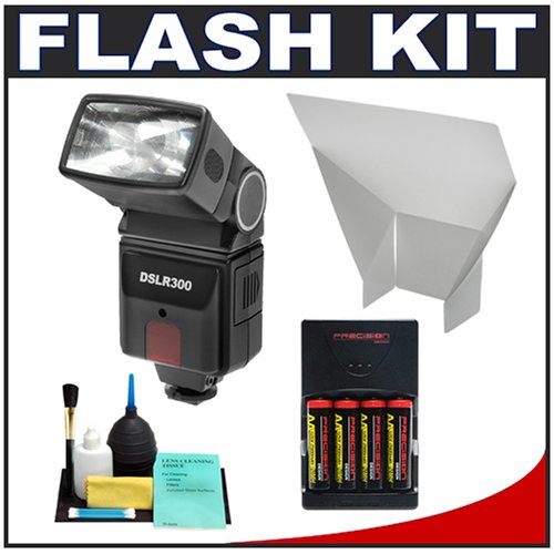 Childrens Toyshop  Photo : Precision Design DSLR300 Universal High Power Auto Flash with Zoom/Bounce/Swivel Head for Digital SLR Cameras + Bounce Flash Reflector + Batteries & Charger + Cleaning Kit