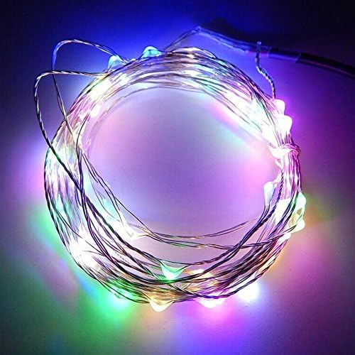 HEYDO 33ft(10m) 100 LEDs Multi-color Waterpoof Starry String Led Lights Silver Wire Light,7 Rainbow Colors Alternating in Flash And Strobe Mode,Used in Outdoor /Indoor