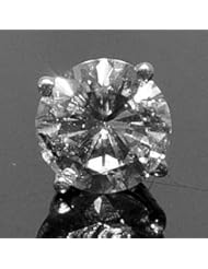 Single Diamond Stud Earrings Solitaire Round .8ct 6mm 14K White gold Screw Back