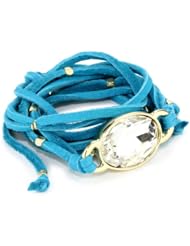 Ettika "Leather" Oval Crystal Stone Wrap Bracelet